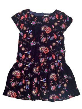 Girls Velvet Floral Embroidered Dress